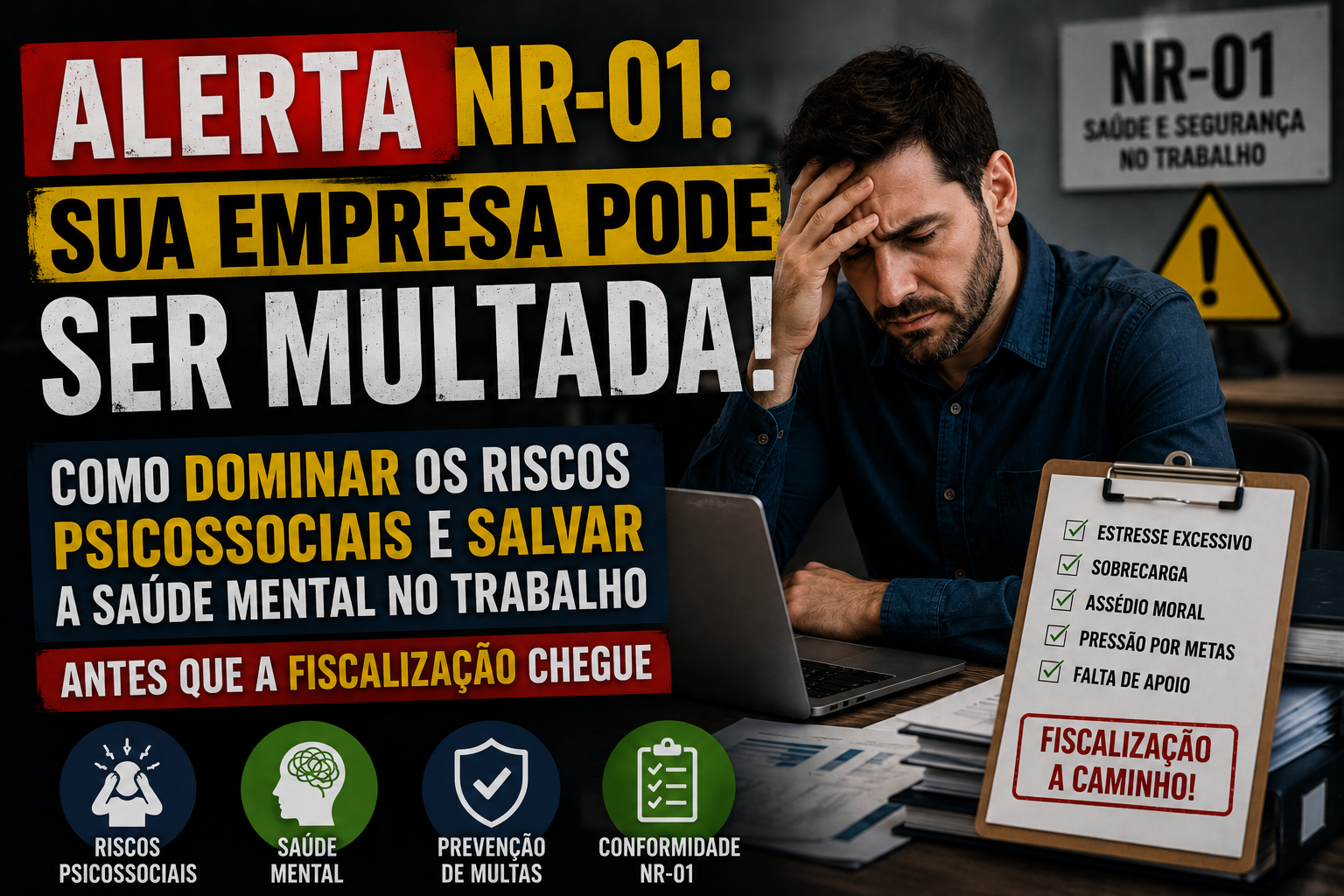 Alerta NR-01: sua empresa pode ser multada! Como dominar os riscos psicossociais e salvar a saúde mental no trabalho antes que a fiscalização chegue